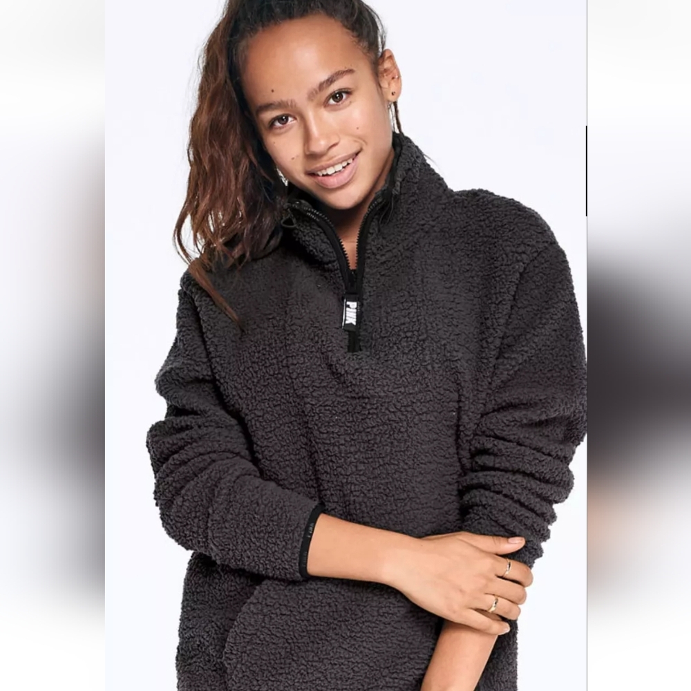 PINK VS Fuzzy Pullover Jacket Gray Small